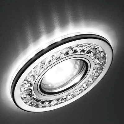 Stropní LED podhledové svítidlo BETTLES - 1xGU10, 35W + LED 3W, 10cm, kulaté, chromované