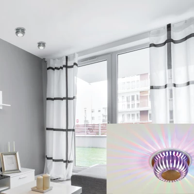 Stropní podhledové LED osvětlení BUCKLEY - 3W, RGB, kulaté, hliník