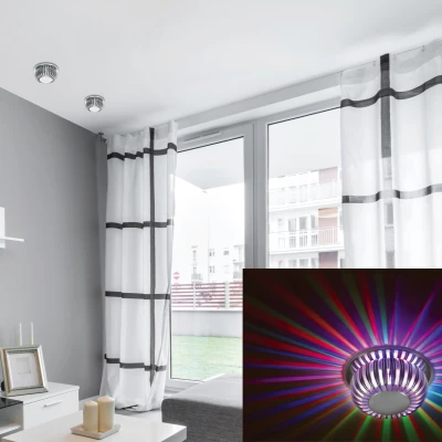 Stropní podhledové LED osvětlení BUCKLEY - 3W, RGB, kulaté, hliník