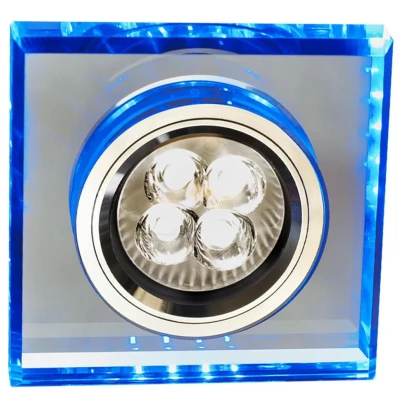 Set 3x vestavné stropní LED svítidlo CATHLAMET - 3xGU10, 50W + LED 2,1W, modré světlo