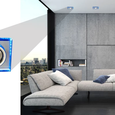 Set 3x vestavné stropní LED svítidlo CATHLAMET - 3xGU10, 50W + LED 2,1W, modré světlo