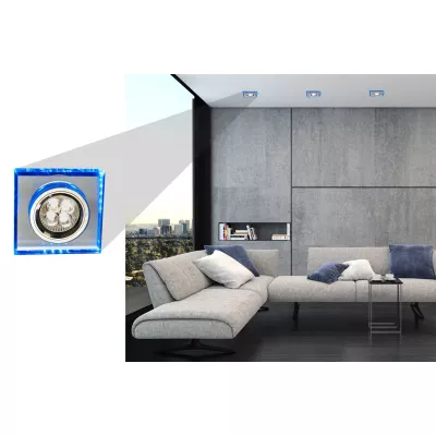 Set 3x vestavné stropní LED svítidlo CATHLAMET - 3xGU10, 50W + LED 2,1W, modré světlo