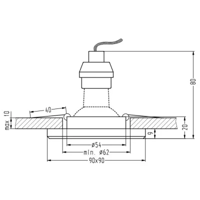 Set 3x vestavné stropní LED svítidlo CATHLAMET - 3xGU10, 50W + LED 2,1W, modré světlo