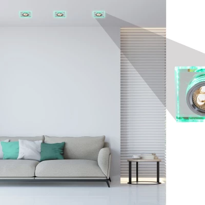 Vestavné stropní LED svítidlo CATHLAMET - 1xGU10, 50W + LED 2,1W, zelené světlo