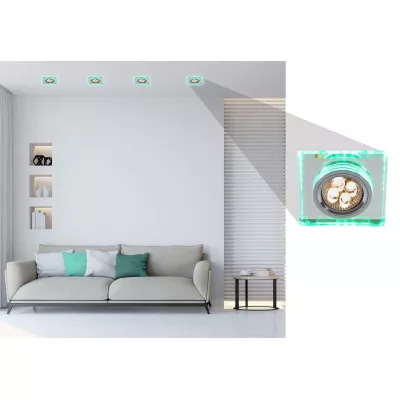 Vestavné stropní LED svítidlo CATHLAMET - 1xGU10, 50W + LED 2,1W, zelené světlo