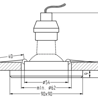 Vestavné stropní LED svítidlo CATHLAMET - 1xGU10, 50W + LED 2,1W, jantarové světlo
