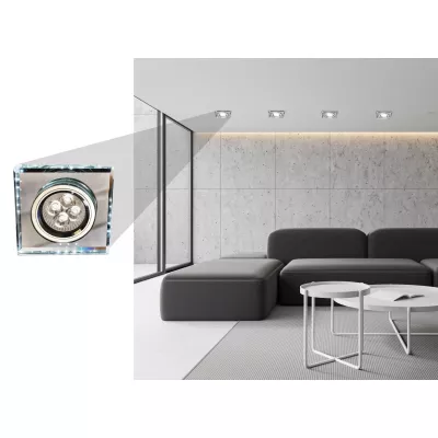 Vestavné stropní LED svítidlo CATHLAMET - 1xGU10, 50W + LED 2,1W, bílé světlo