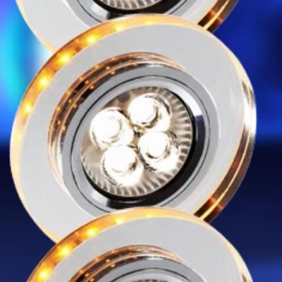 Set 3x stropní LED podhledové osvětlení CENTRALIA - 3xGU10, 50W + LED 2,1W, kulaté, jantarové světlo