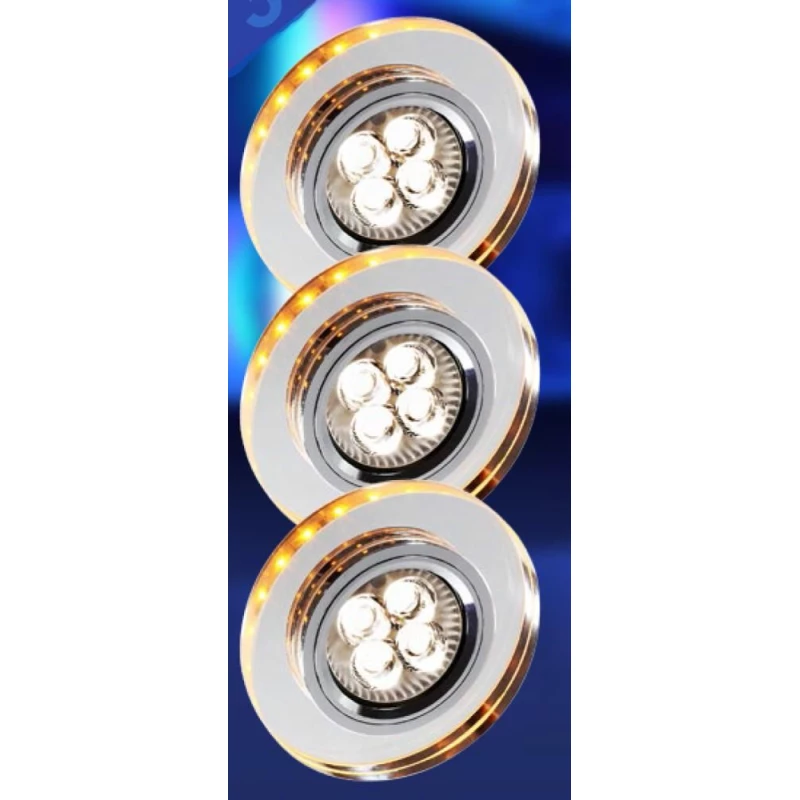Set 3x stropní LED podhledové osvětlení CENTRALIA - 3xGU10, 50W + LED 2,1W, kulaté, jantarové světlo