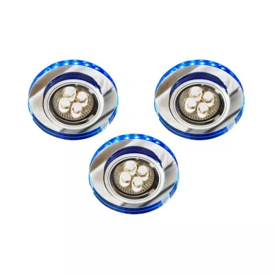 Set 3x stropní LED podhledové osvětlení CENTRALIA - 3xGU10, 50W + LED 2,1W, kulaté, modré světlo