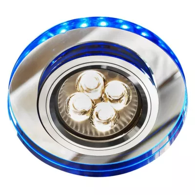 Set 3x stropní LED podhledové osvětlení CENTRALIA - 3xGU10, 50W + LED 2,1W, kulaté, modré světlo