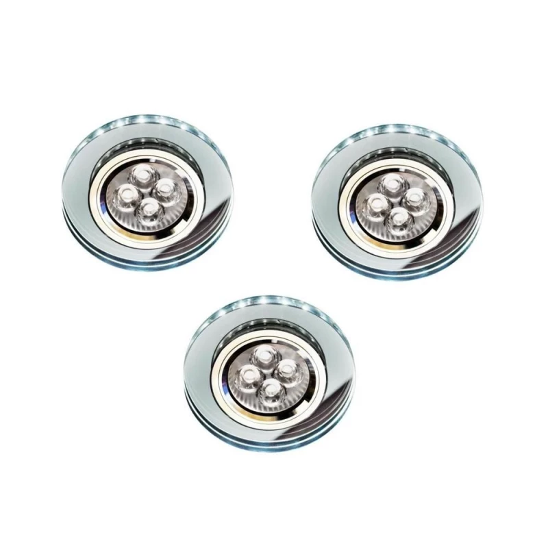 Set 3x stropní LED podhledové osvětlení CENTRALIA - 3xGU10, 50W + LED 2,1W, kulaté, bílé světlo