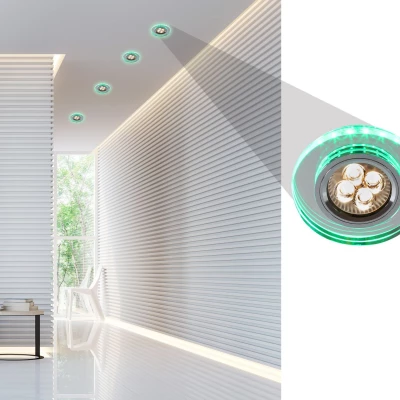 Stropní LED podhledové osvětlení CENTRALIA - 1xGU10, 50W + LED 2,1W, kulaté, zelené světlo