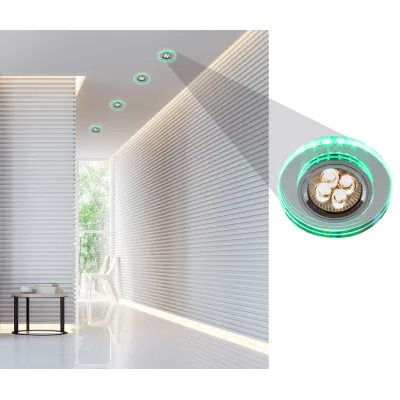 Stropní LED podhledové osvětlení CENTRALIA - 1xGU10, 50W + LED 2,1W, kulaté, zelené světlo