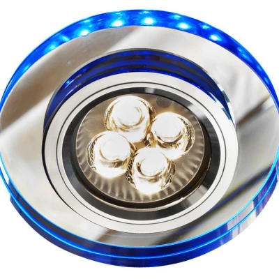 Stropní LED podhledové osvětlení CENTRALIA - 1xGU10, 50W + LED 2,1W, kulaté, modré světlo