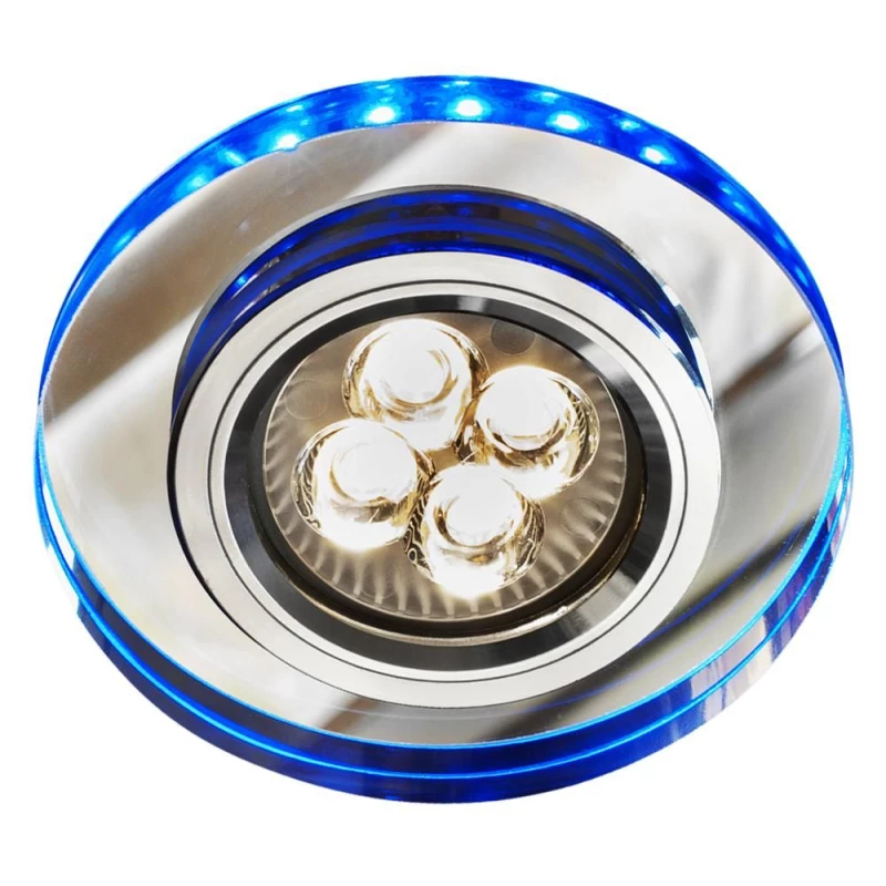 Stropní LED podhledové osvětlení CENTRALIA - 1xGU10, 50W + LED 2,1W, kulaté, modré světlo