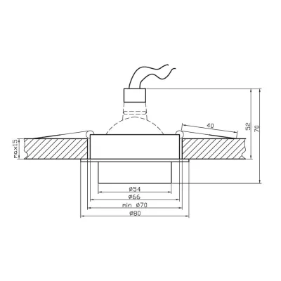 Moderní vestavné kulaté světlo DECATUR - 1xGU5,3, MR16, 50W, 8cm, černé / stříbrné