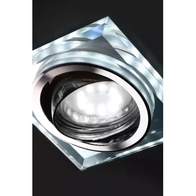 Stropní LED podhledové světlo GLIMER - 1xGU10, 50W + LED 2,1W, 6500K (studená bílá), chromované