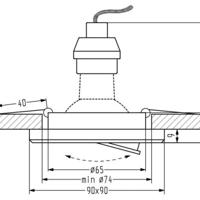 Stropní LED podhledové světlo GLIMER - 1xGU10, 50W + LED 2,1W, modré světlo, kulaté, chromované