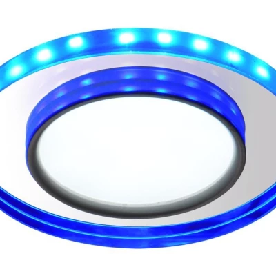 LED stropní zápustné světlo HARRIMAN - 8W, 6500K (studená bílá) + modré světlo, kulaté, čiré