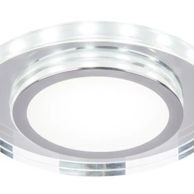 Stropní vestavné LED světlo HARRIMAN - 10W, 6500K (studená bílá) + bílé světlo, 12,5cm, kulaté, chromované