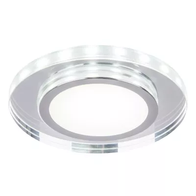 Stropní vestavné LED světlo HARRIMAN - 10W, 6500K (studená bílá) + bílé světlo, 12,5cm, kulaté, chromované