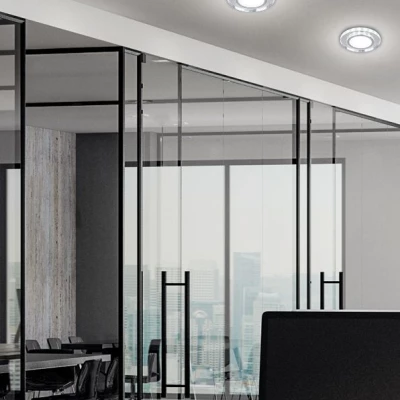 Stropní vestavné LED světlo HARRIMAN - 10W, 6500K (studená bílá) + bílé světlo, 12,5cm, kulaté, chromované