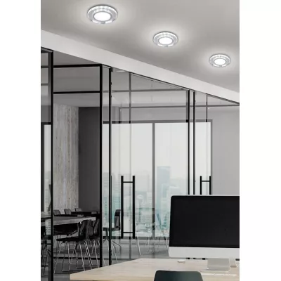 Stropní vestavné LED světlo HARRIMAN - 10W, 6500K (studená bílá) + bílé světlo, 12,5cm, kulaté, chromované