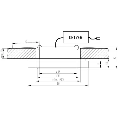 Zápustné hranaté stropní LED osvětlení CHENEY - 1W, teplá bílá, mražené sklo