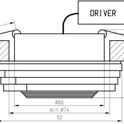 Stropní hranaté zápustné LED světlo MABTON - 3W, 3000K (teplá bílá), hranaté, jantarové