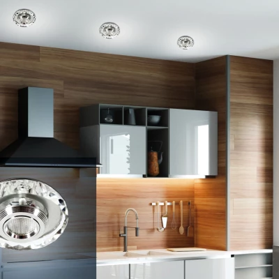 Vestavné stropní LED svítidlo MOSES - 3W, 3000K (teplá bílá), chromované / čiré