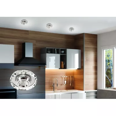 Vestavné stropní LED svítidlo MOSES - 3W, 3000K (teplá bílá), chromované / čiré