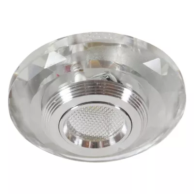 Zápustné kulaté stropní LED svítidlo MOUNTLAKE - 3W, 3000K (teplá bílá), chromované / čiré