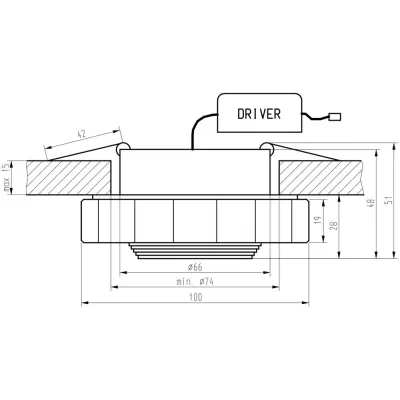 Zápustné kulaté stropní LED světlo NAPAVINE - 3W, 3000K (teplá bílá), chromované / čiré