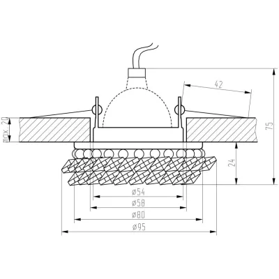 Kulaté podhledové svítidlo NIKISKI - 1xGU5,3, MR16, MR16, 50W, jantarové / čiré