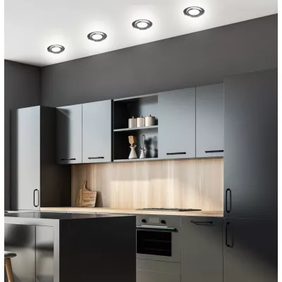 LED stropní vestavné světlo ROMURE - 2x5W, 4000K (denní bílá), stříbrné / zrcadlové sklo