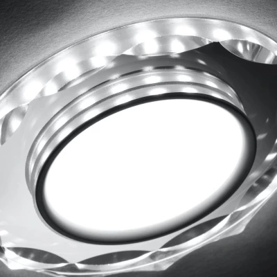 LED stropní zápustné svítidlo ROSSAE - 8W, 6500K (studená bílá), 11cm, bílé / čiré