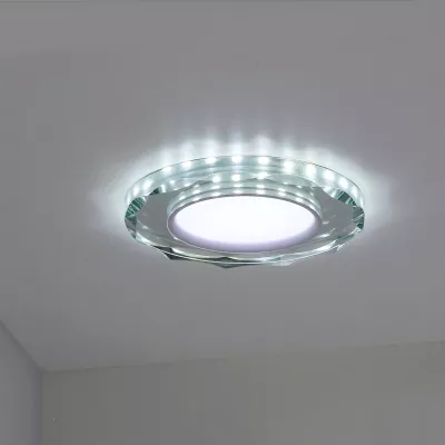 LED stropní zápustné svítidlo ROSSAE - 8W, 6500K (studená bílá), 11cm, bílé / čiré