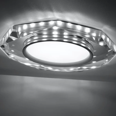 LED stropní zápustné světlo ROSSAE - 8W, 6500K (studená bílá), 11cm, bílé / čiré