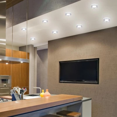 LED stropní zápustné osvětlení ROSSAE - 8W, 6500K (studená bílá), 11cm, kulaté, bílé / čiré