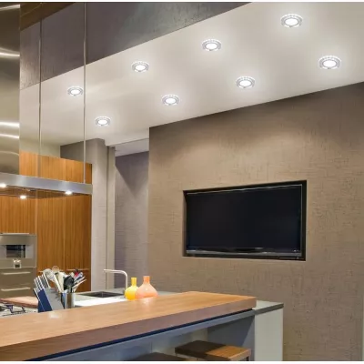 LED stropní zápustné osvětlení ROSSAE - 8W, 6500K (studená bílá), 11cm, kulaté, bílé / čiré