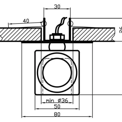 Stropní podhledové bodové osvětlení SKAWAY - 1xG4, 20W, hranaté, chromované