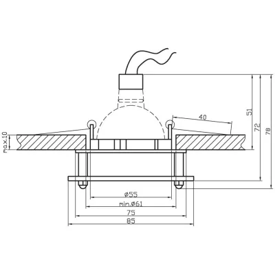 Stropní zápustné svítidlo SPARKLE 2 - 1xGU5,3, MR16, 50W, hranaté, chromované