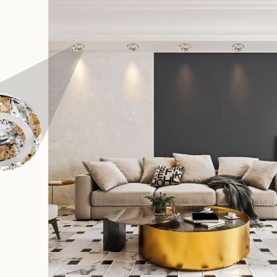 Designové podhledové osvětlení SURTHY - 1xGU5,3, MR16, 50W, 9cm, kulaté, jantarové / chromované