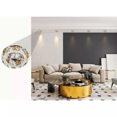 Designové podhledové osvětlení SURTHY - 1xGU5,3, MR16, 50W, 9cm, kulaté, jantarové / chromované