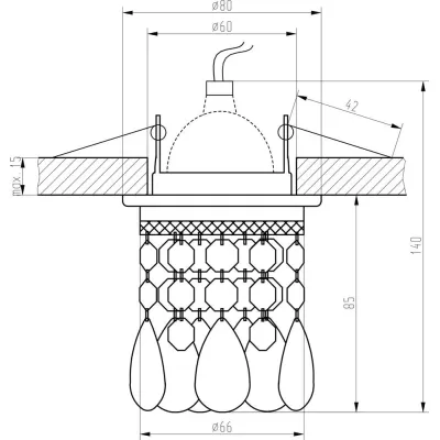 Stropní vestavné světlo TRAPER - 1xGU5,3, MR16, 50W, chromované / červené