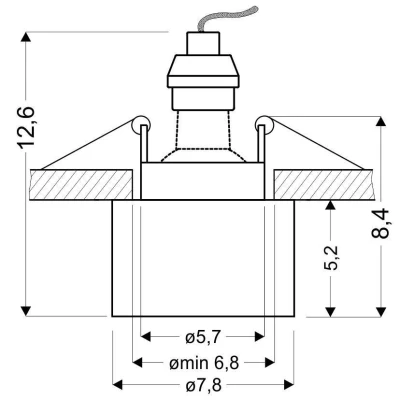 Stropní moderní vestavné svítidlo TUBA - 1xGU10, 50W, 7,8cm, kulaté, mražené sklo