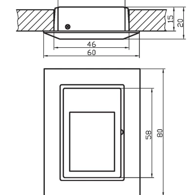 Schodišťové vestavné svítidlo ZORDA 4 - 1xG4, 20W, 8x6cm, hranaté, zlaté