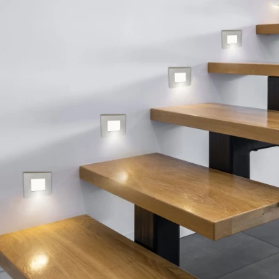 Schodišťové vestavné svítidlo ZORDA 2 - 1xG4, 20W, 7,3x7,3cm, čtvercové, stříbrné