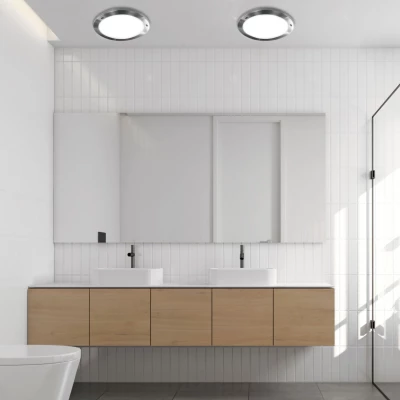 Koupelnové stropní / nástěnné osvětlení AQUILA - 1xG9, 40W, 18cm, kulaté, stříbrné / bílé